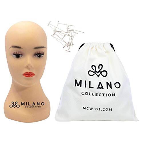 12" Durable Silicone Professional Wig Styling Head Compatible with T-Pins, Stand or Tripod- Beige