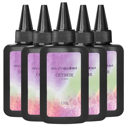 Cetdeirレジン液 UV LED 大容量 500g ハードタイプ 低粘度/高い透明性 クリア オープナー付き ノズルキャップ付きの商品画像（Amazon）