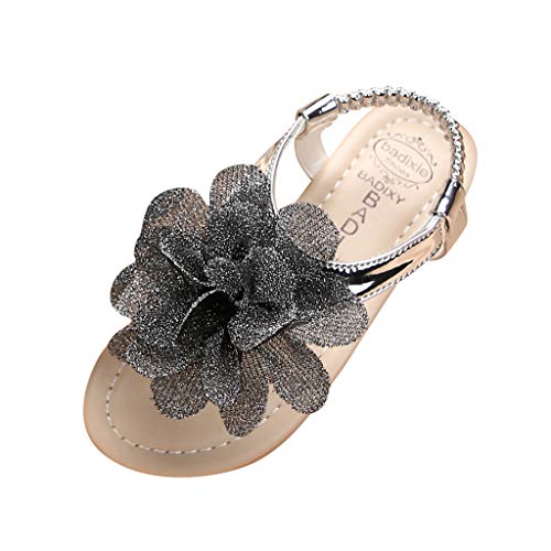1-12 Years Girls Sandals, Fashion Flower Glitter Flip Flop Sandals Flat Summer Shoes for Casual Beach Holiday