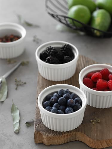 DOWAN Ramekins Set of 6, 4 oz Porcelain Soufflé Dishes for Creme Brulee & Muffin & Pudding, Baking Dishes for Air Fryer & Oven, Mini Bowl for Dips, Sauces, Snacks and Fruits, Ø 9.0cm- Soft White - Image 8