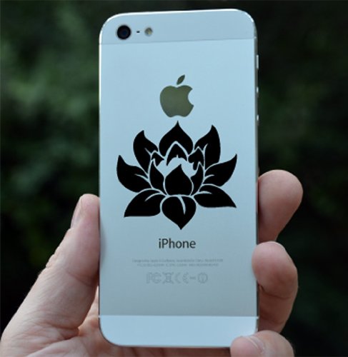 Lotus Flower - Design 1 - Android/iPhone - Vinyl Phone Decal (Black)
