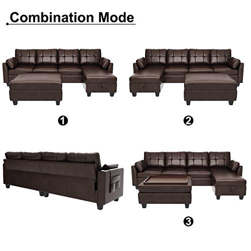 image for HONBAY Faux Leather Sectional Sofa Couch Set L Shaped Couch Sofa Set f