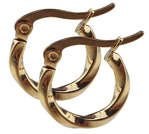 aBALENT(アバレント) 両耳セット フープピアス メンズ ステンレス ツイスト ピアス フープピアス フープ ピアス ブラック ゴールド シルバー メンズ ピアス シンプル 黒 金 銀 金属アレルギー対応 直径15mm 両耳セット (ゴールド)