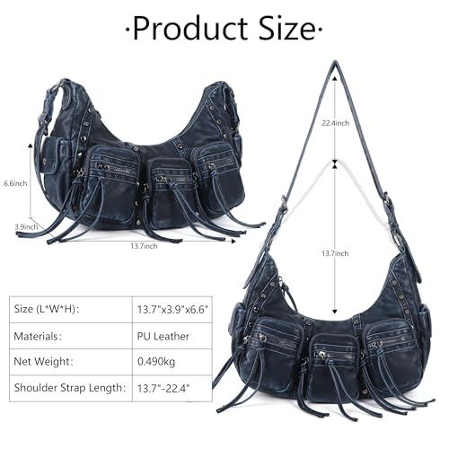 Image of Angel Kiss Hobo Bags Purse for Women Y2K Shoulder Bag Multi Pockets Designer Satchel Studded Handbags with Strap