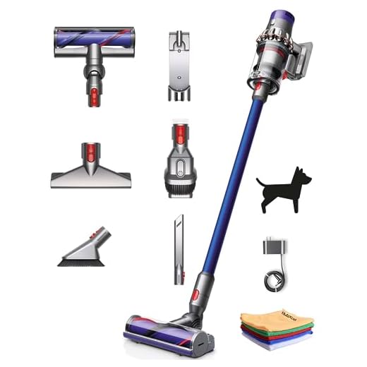 Flagship Dyson V10 Allergy HEPA Cordless Stick Vacuum Cleaner, Bagless Ergonomic, Lightweight, Powerful, Whole-Machine Filtration, Rechargeable Battery, Long Battery Life, one Hubxcel Microfiber Cloth