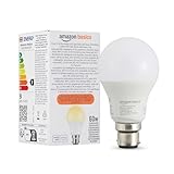 Amazon Basics Smart Dimmable LED Light Bulb, B22 Base, Soft White, 8W (60W Equivalent), Works with Alexa Only, 1 Pack