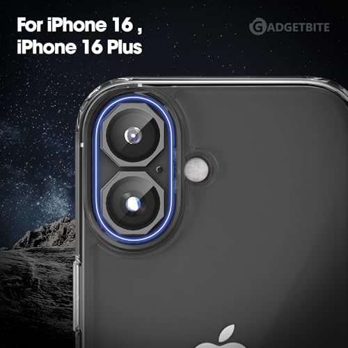 Image of GadgetBite Snaptra Octagon Lens Protector Compatible With iPhone 16 & iPhone 16 Plus - 9H Tempered Glass Camera Cover with Metal Ring, Scratch-Resistant,Camera Lens Protection - Black