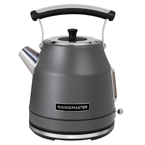 Rangemaster Classic Kettle in Matt Grey with Quiet Boil Technology, 1.7L Capacity and 3kW of Power, Removable and Washable Limescale Filter, 360° Swivel Base, RMCLDK301GY