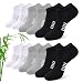 Effeet Bambus Sneaker Socken Damen 6/12 Paar, Atmungsaktive Gepolsterte Sportsocken Laufsocken, Anti Schweiß Kurze Socken Damen 39-42 35-38 Bunt, Geschenke für Frauen Sommer, Schwarz Weiß Grau 39-42