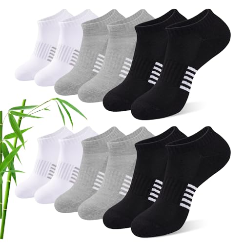 Effeet Bamboo Trainer Socks Womens 6 Pairs, Breathable Cushioned Ladies Ankle Socks, Anti Blister Short Athletic Sports Running Sock, Low Cut Summer Walking Sock, Multicolor 3-5