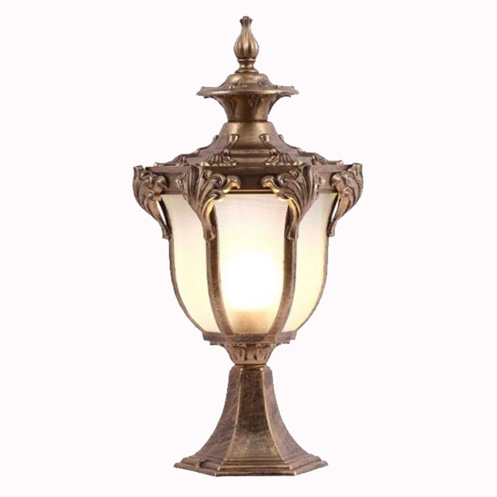 KNBVFHG Outdoor Waterproof Villa Column Lights European Style Antique Garden Gate Pillar Lamp Courtyard Post Head Lamp Wall Lights with Mounting Base Fixture for Yard Post Pole Pathway Driveway