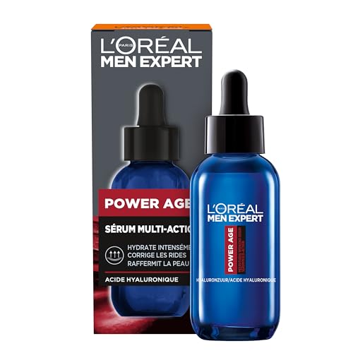 L'Oreal Paris Men Expert Power Age - Siero per il viso contro le rughe e acido ialuronico, per pelli mature, secche e opache, 30 ml