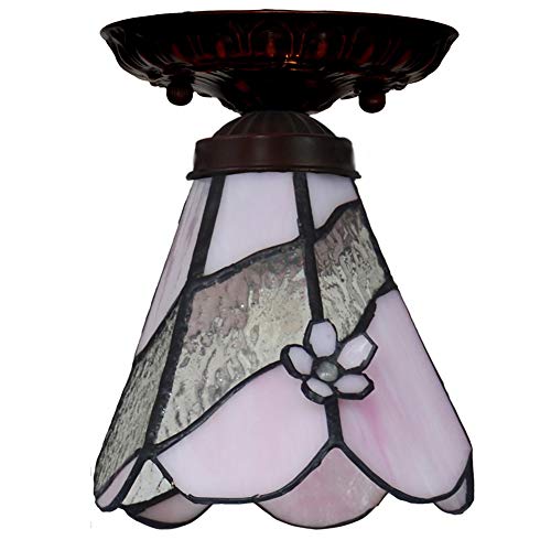 Plafonnier Tiffany en vitrail 18 cm, abat-jour chaleureux pour éclairage couloir et balcon - 3