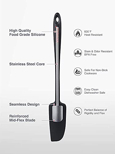 Silicone Long Handle Jar Spatula Bundle- Small Spatula/Scraper & Spoonula Mini/Scooper #TOP6