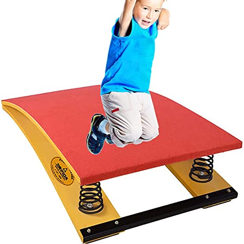 Junior/Adult Gymnastics Springboard, Heavy Duty Pro Curved Spring Board Elastic Ramp, Sport Equipment for Vaulting Training (Color : Red, Size : 9 Springs)