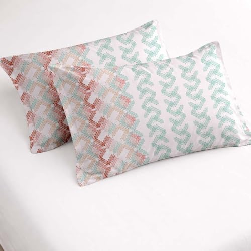 Image of Raymond Bedsheet 100% Cotton Feel Bedsheets 200 TC for Double Bed King Size (108 x108 Inch) with 2 Large Size Pillow Covers | Soft and Breathable | Wrinkle-Free | Premium Printed Design Rose Leaf
