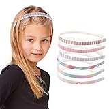Fishdown 6Pcs Girls Glitter Headbands Rainbow Headband for Girls Women Fashion Headbands