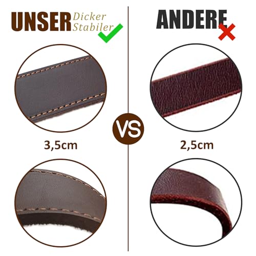 Qianruida Genuine Leather Dog Collar Heavy Duty Dog Collar for Walking & Training Puppy Collars Adjustable Soft Comfortable Strong Pet Collars for Puppy Small Dogs Brown - Image 4