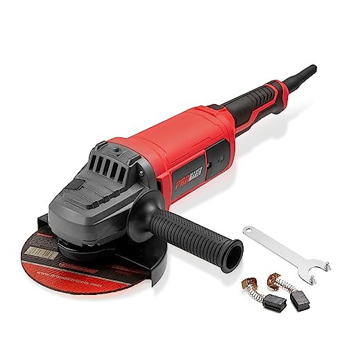 Promaker 9 Inch Angle Grinder, 17.2 Amp 6300 Rpm, Heavy Duty Angle Grinders With Two (2) Extra Carbon Brushes. Electric Metal Grinding Hand Tool With Soft Start Technology Pro-Es2009 #TOP13