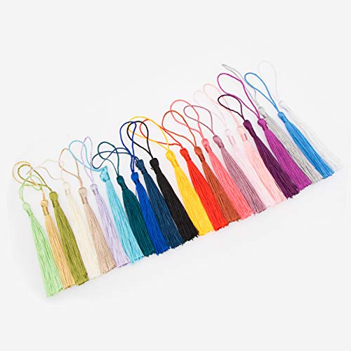Vapker 200 Pieces 13Cm/5-Inch Silky Handmade Soft Tassels Floss Bookmark Tassels With 2-Inch Cord Loop For Jewelry Making, Diy Projects, Bookmarks(25 Colors) #TOP4