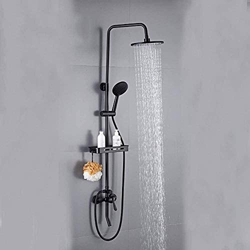 Kit de bain bouche noire ensemble de douche murale en cuivre mémale avec douchette LWX