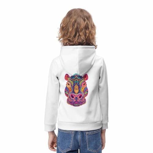 Sweat à capuche imprimé 3D Hippo pull chaud enfant taille 11-13Y - 4