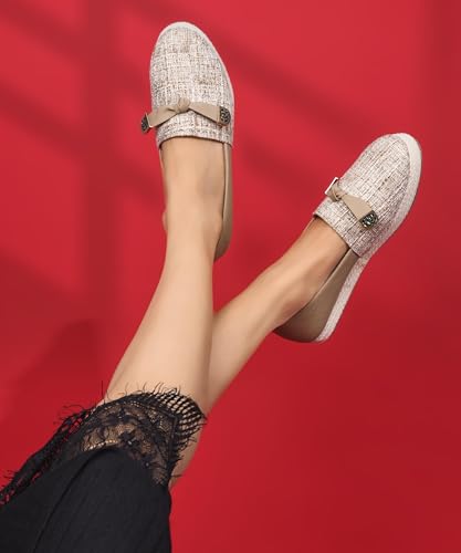 Image of JM LOOKS Women Pattern Finish Slip On Loafers with Flat Sole