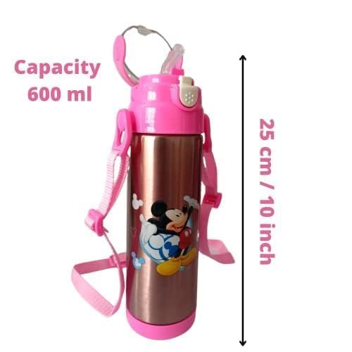 Image of Stainless Steel 3D Cartoon Printed Sipper| Double-Layer Water Bottle | 500ml Leak-Resistant Drinkware for Girls | Princess Design Travel Mug for School, College & Tuition Use
