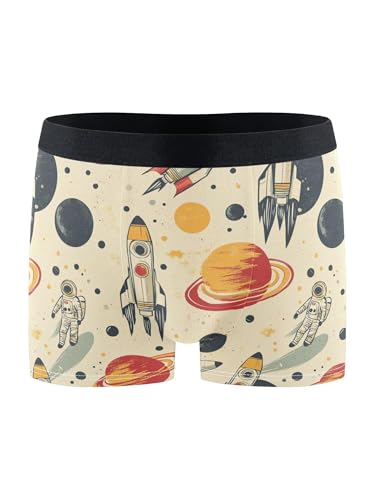 ZZKKO Men's Underwear Briefs Astronaut Rocket Space Mens Boxer Briefs Men Cotton Trunks Underwear Coverd Waistband Comfort and Soft L