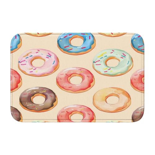 NHKDY Felpudo Estampado de donas de Colores, Antideslizante y Absorbente, 60 x 40 cm (23,6 x 15,7 Pulgadas) - Felpudo de Bienvenida para Interiores y Exteriores - Alfombra de Suelo
