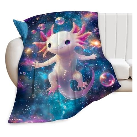 Axolotl Blanket Gifts for Girls Boys Soft Warm Plush Cute Kawaii Axolotl Animal Galaxy Throw Blanket Flannel Fleece Fuzzy Salamander Blanket for Kids Lover Bed Couch Living Room Decor 80"X60" Cover