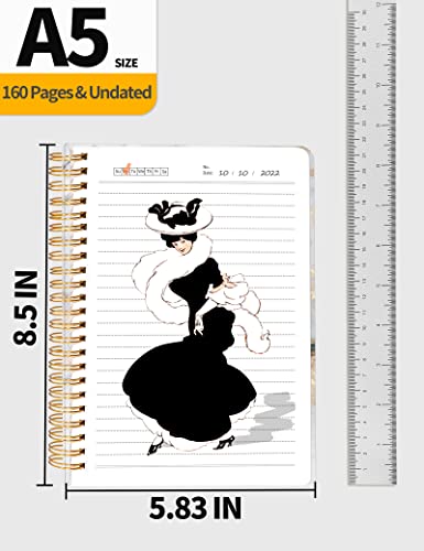 Sunee Lined Spiral Journal/Notebooks - Journals For Work, Medium White Marble Spiral Notebook Hardcover With Pocket, 100Gsm Thick Paper, 80 Sheets/160 Pages, 5.83" X 8.5" #TOP1