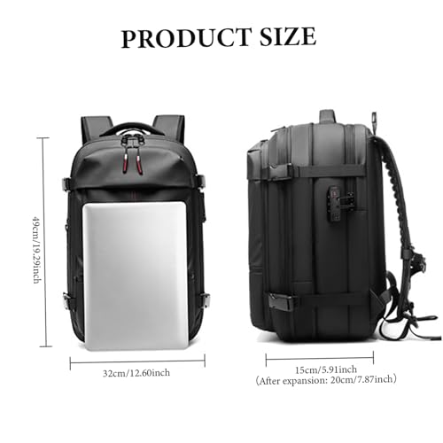 ¿Falta de espacio? Mochila de vacío 60L ampliable e impermeable para hombres 5