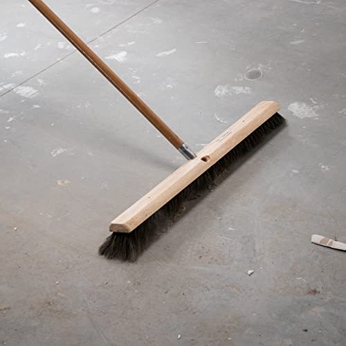 Image of Wide Block Horsehair Broom, Concrete, 24 Inch, Natural Horsehair, Wide Wood Block, Brush, Assembled in USA, 6442