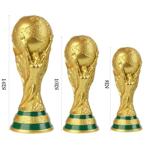 Image of 2023 14.1IN World Cup Trophy Replica Resin Soccer Collectibles Sports Fan Trophy Birthday Present Bedroom Office Desktop Display Cabinet Decor