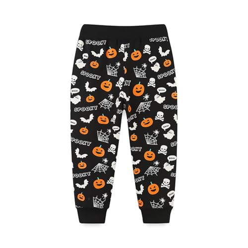 BILIKEYU Toddler Boys Halloween Outfits Pumpkins Graphic Elastic Waist Casual Jogger Sweatpants Holiday Clothes