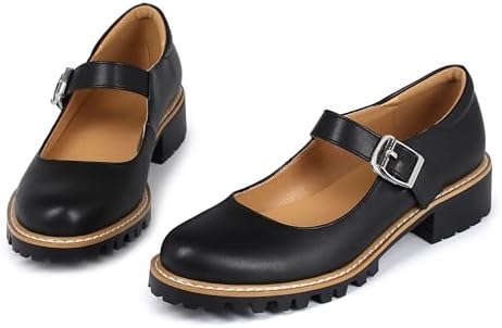 Amazon.com | Sailimy Women's Black T Strap Mary Janes Shoes