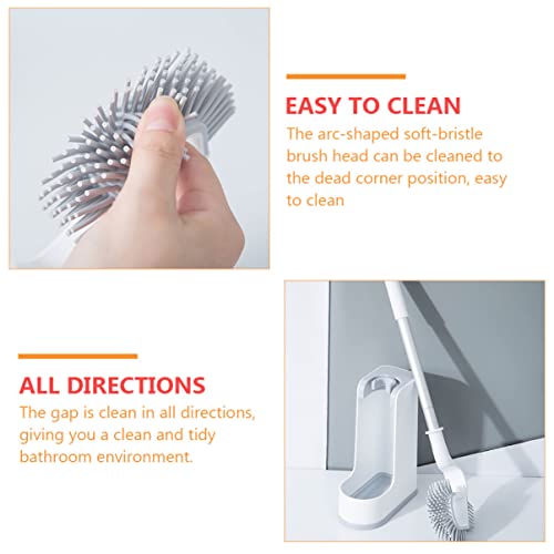 Brosse de toilette blanche avec base de rangement et poils denses BESTYASH - 4