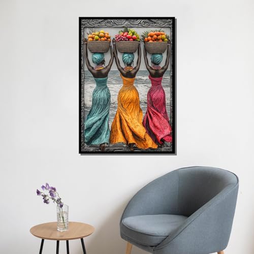 Tableau sur toile femme africaine pour grand salon moderne chic 70x100cm