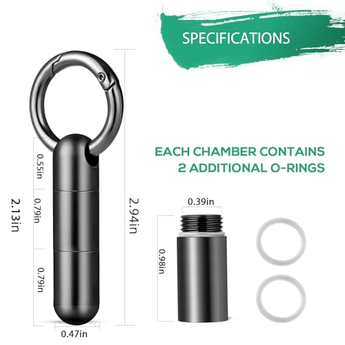 Image of TISUR Small Titanium Keychain Pill Holder, Pocket Pill Case for Travel | Waterproof Pill Fob,Portable Pill Box Container,Purse Pill Organizer Tube