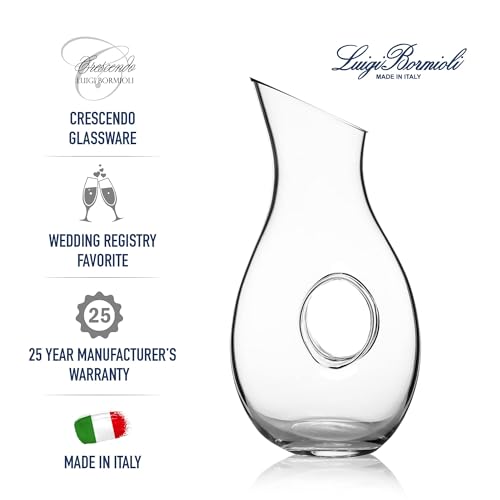 Luigi Bormioli Wine Carafe – 48 Oz Glass Decanter for Red, White & Rosé Wines, Serving Vessel with Generous Capacity – Ideal for Dinner Parties, Tastings & Daily Use – Clear Glass Construction