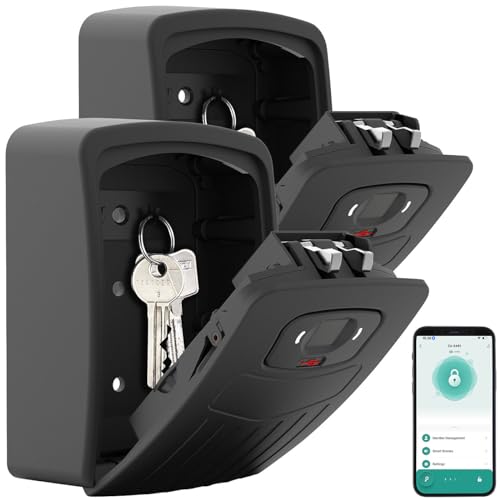 Xcase Alu-Schlüsselsafe: 2er Smarter Schlüssel-Safe mit Fingerabdruck-Erkennung, App (Smarter Schlüssel-Tresor, Fingerabdruck-Tresor, Kreditkarten)