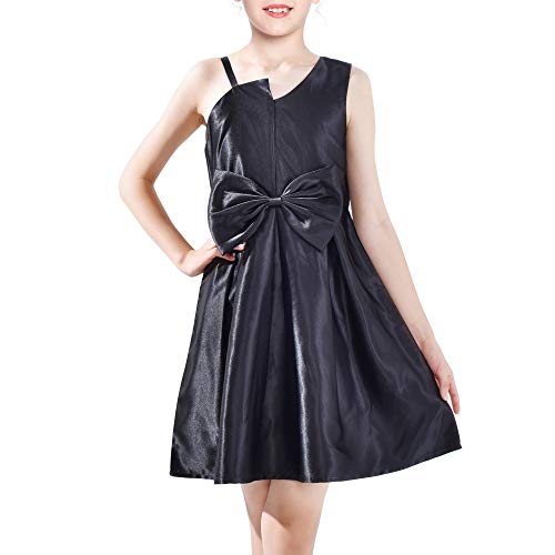 Sunny Fashion Girls Dress Satin Bow Tie One-Shoulder Party Size 6-12
