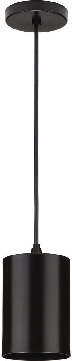 Progress Lighting Cylinder Collection 5-Inch 1-Light Antique Bronze Modern Outdoor LED Hanging Pendant Light