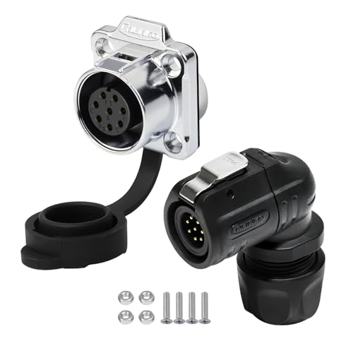 CNLINKO LP-12 8 Pin Right Angle IP68 Waterproof Connector Electrical Aviation Plug Flange Panel Mount Socket for Outdoor Industrial Use