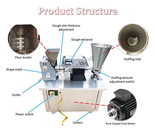 Txmachine® Dumpling Machine Automatic Samosa Machine Commercial Spring Roll Machine 4800Pcs/H Empanada Gyoza Potsticker Perogi Maker Machine (110V/60Hz, Spring Roll Mold) #TOP6