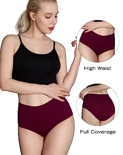 Innersy Women's High Waisted Underwear Cotton Panties Regular & Plus Size 5-Pack(Xl,Darks 1) #TOP1