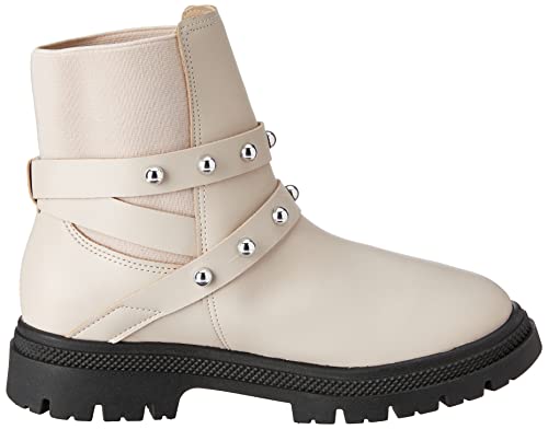 Bota Beira Rio Estilo Motociclista Napa Berlim Salto Baixo,Creme/Preto,36