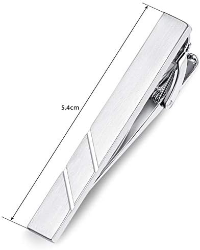 HONEY BEAR Mens Tie Clip Bar - Normal Size Stainless Steel for Business Wedding Gift,5.4cm,Brushed Silver