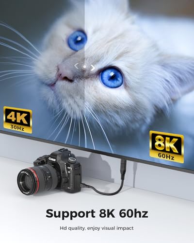 Image of Cratree 8K Micro HDMI to HDMI Adapter, Micro HDMI Male to HDMI Female Adapter Cable,8K@60hz,4K@120hz,Support HDR eARC Dolby Compatible with GoPro Hero 7 6 5 4,Raspberry Pi 4,Sony,Nikon(0.6ft)